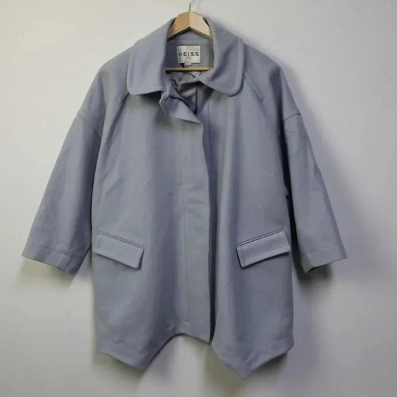 REISS oversized boxy periwinkle Hallie wool/cashmere coat med - Picture 4 of 12